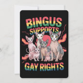 Bingus ondersteunt homorechten Sphynx Cat LGBTQ Pr Kaart (Voorkant)