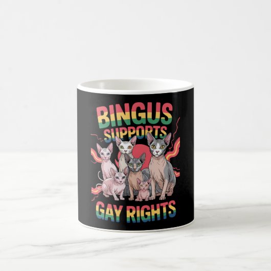 Bingus ondersteunt homorechten Sphynx Cat LGBTQ Pr Koffiemok (Center)
