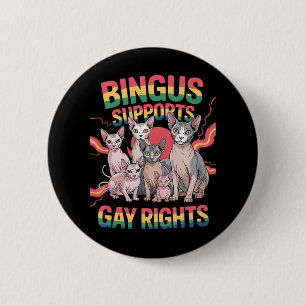 Bingus steunt de rechten van homo's Sphynx kat LGB Ronde Button 5,7 Cm