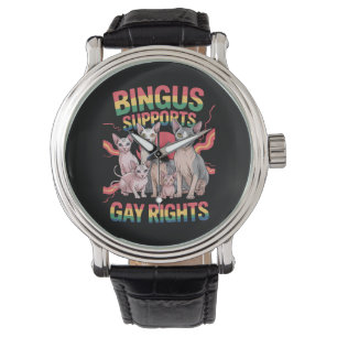 Bingus Steunt Gayrechten Sphynx Kat LGBTQ Pride Horloge