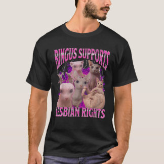 Bingus steunt lesbische rechten Grappige kattenmem T-shirt