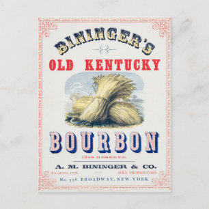 Bininger's Old Kentucky Bourbon 1849 Reserve. Briefkaart