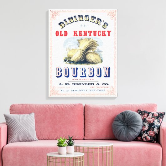 Bininger's Old Kentucky Bourbon 1849 Reserve. Canvas Afdruk (Insitu (Woonkamer))