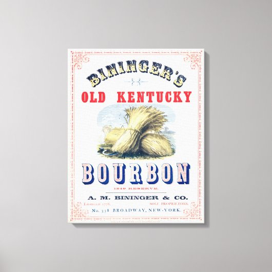 Bininger's Old Kentucky Bourbon 1849 Reserve. Canvas Afdruk (Voorkant)
