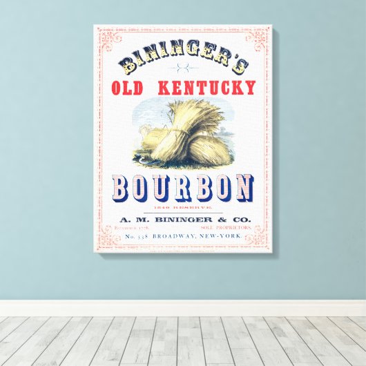 Bininger's Old Kentucky Bourbon 1849 Reserve. Canvas Afdruk (Insitu (Houten vloer))
