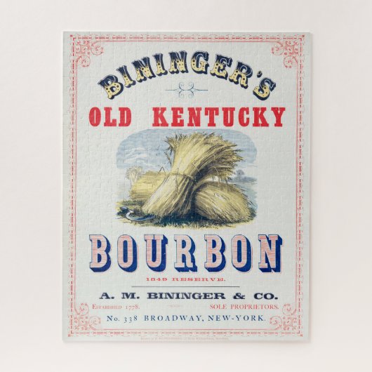 Bininger's Old Kentucky Bourbon 1849 Reserve. Legpuzzel (Verticaal)