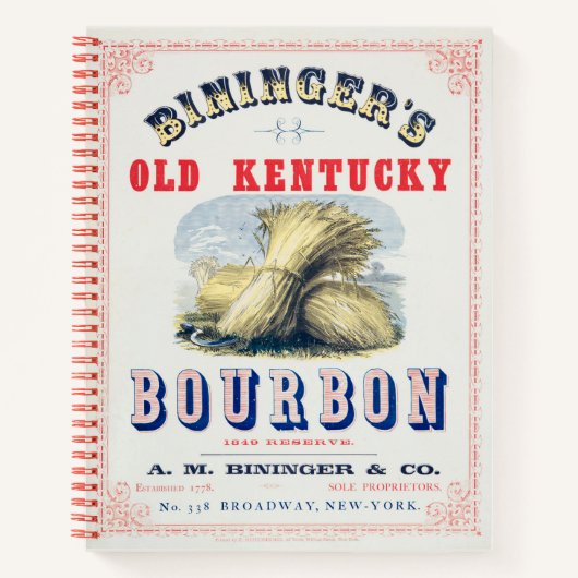 Bininger's Old Kentucky Bourbon 1849 Reserve. Notitieboek (Voorkant)