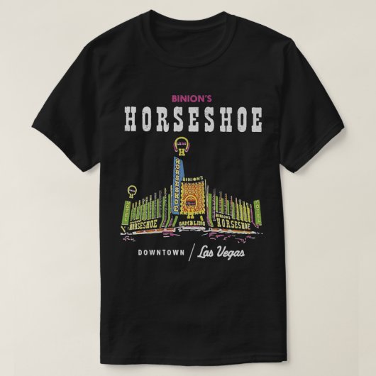 Binions Hoefijzer Hotel Casino  Retro Las V T-shirt (Design voorkant)