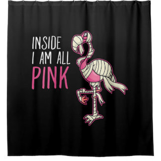 Binnen ben ik allemaal roze flamingo | Funny Flami Douchegordijn