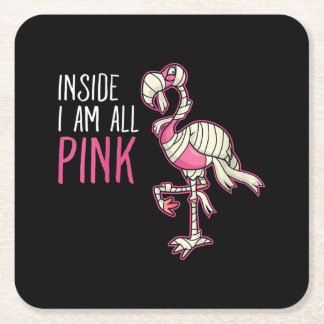 Binnen ben ik allemaal roze flamingo | Funny Flami Kartonnen Onderzetters