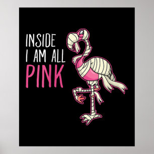 Binnen ben ik allemaal roze flamingo   Funny Flami Poster