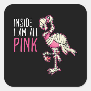 Binnen ben ik allemaal roze flamingo   Funny Flami Vierkante Sticker