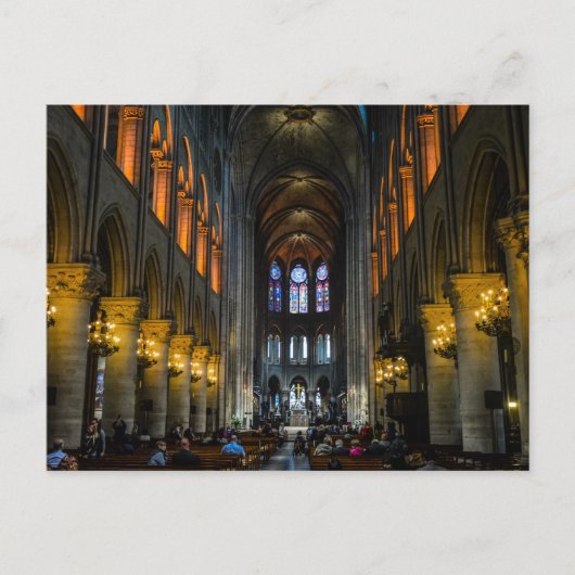 Binnen Cathedraal Sunset Notre Dame Cathedraal Par Briefkaart (Voorkant)