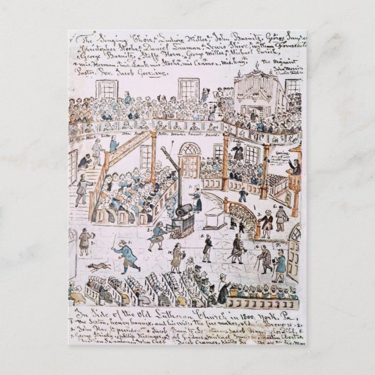 Binnen de Oude Lutheran Kerk, York County, 1800 Briefkaart (Voorkant)