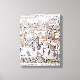 Binnen de Oude Lutheran Kerk, York County, 1800 Canvas Afdruk
