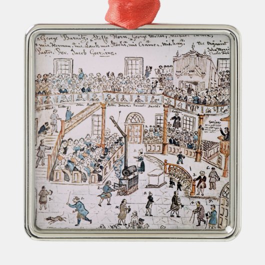 Binnen de Oude Lutheran Kerk, York County, 1800 Metalen Ornament (Voorkant)