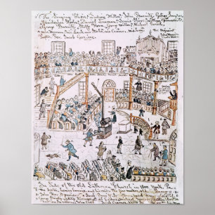 Binnen de Oude Lutheran Kerk, York County, 1800 Poster