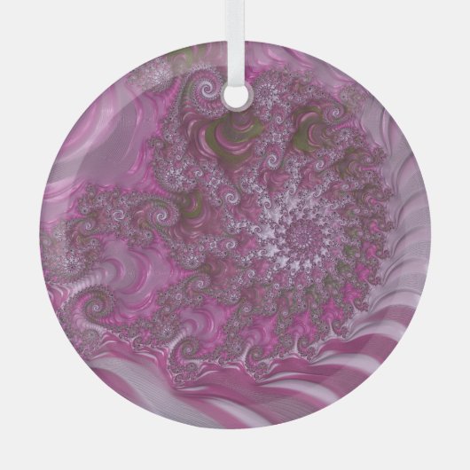 Binnen de Roze Nautilus Shell Fractal Abstract Glas Ornament (Voorkant)