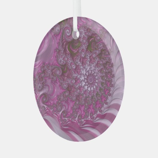 Binnen de Roze Nautilus Shell Fractal Abstract Glas Ornament (Voorkant links)