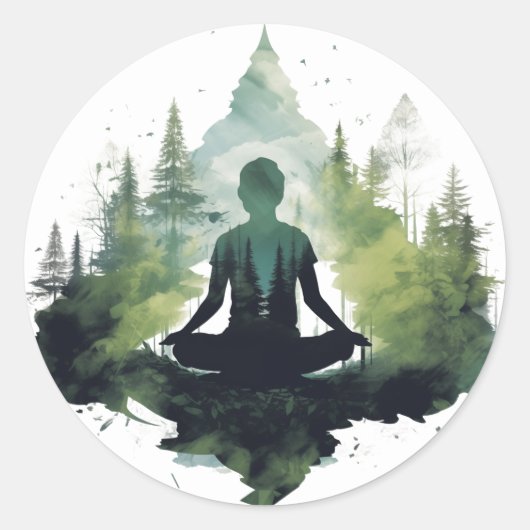 Binnen de stilte | Bosmeditatie Ronde Sticker (Voorkant)