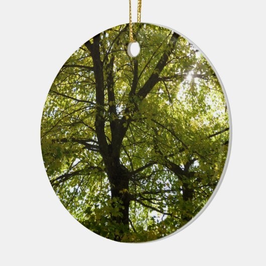 Binnen een gele esdoorn herfst keramisch ornament (Links)