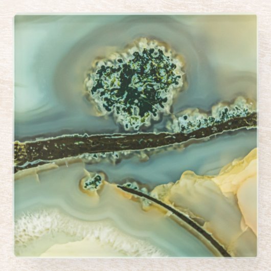 Binnen een halfedelsteen glazen onderzetter (Voorkant)