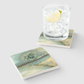 Binnen een halfedelsteen stenen onderzetter (Zijkant)