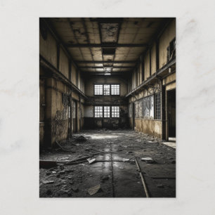 Binnen een verlaten station briefkaart