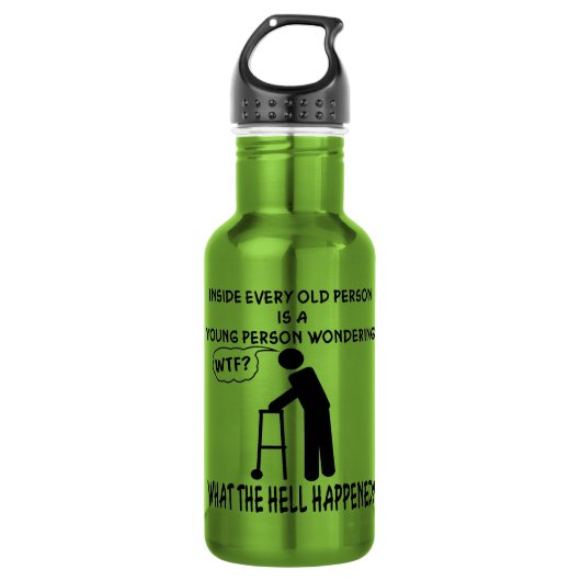 Binnen elke bejaarde is een jongere Gezegde Waterfles (Voorkant)