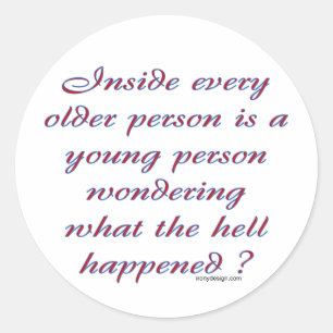 Binnen elke oudere persoon ronde sticker