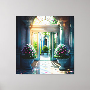 Binnen en Outdoor Fontein Tuin Mooi 3 Canvas Afdruk