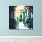 Binnen en Outdoor Fontein Tuin Mooi 3 Canvas Afdruk (Insitu (Houten vloer))