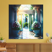 Binnen en Outdoor Fontein Tuin Mooi 3 Canvas Afdruk (Insitu (Woonkamer))