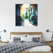 Binnen en Outdoor Fontein Tuin Mooi 3 Canvas Afdruk (Insitu (Slaapkamer))