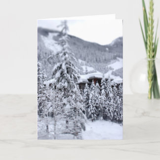 Binnen gesneeuwd feestdagen kaart