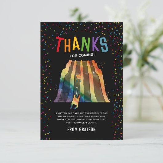 Binnen glijbaanpark Kinderverjaardag Bedankkaart (Staand voorkant)