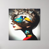 Binnen haar hoofdvogels 2 canvas afdruk (Voorkant)