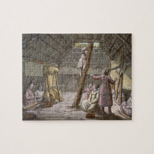 Binnen in een huis in Alaska (kleurengraving) Legpuzzel