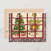 Binnen op kerstavond vergrendelen feestdagenkaart (Voorkant / Achterkant)