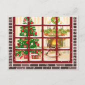 Binnen op kerstavond vergrendelen feestdagenkaart (Voorkant)