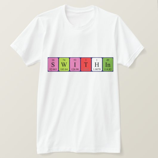 Binnen periodiek shirt van de lijstnaam (Design voorkant)