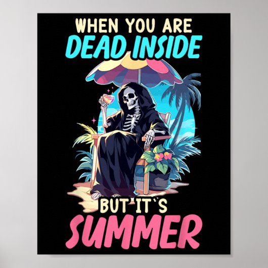Binnen Sarcastisch Gotisch Skelet Halloween Poster (Voorkant)