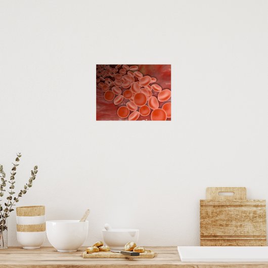 Binnen Uitzicht van de slagader met rode bloedcell Poster (Keuken)