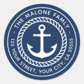 Binnengrens van de ankerplaats en touw elegant bla ronde sticker (Voorkant)