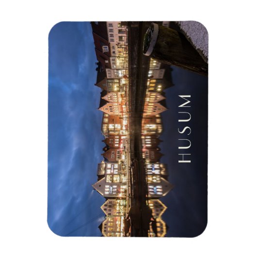 Binnenhaven 's nachts, Husum, Duitsland Magneet (Verticaal)