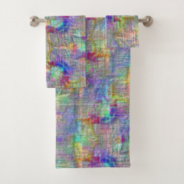 Binnenin gekleurde vlekken onder rechte dunne lijn bad handdoek