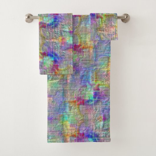 Binnenin gekleurde vlekken onder rechte dunne lijn bad handdoek (Insitu)