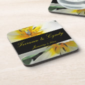 Binnenin White Lilies Personal Wedding Bier Onderzetter (Linkerzijde)