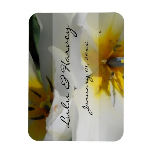 Binnenin White Lilies Personal Wedding Magneet (Verticaal)