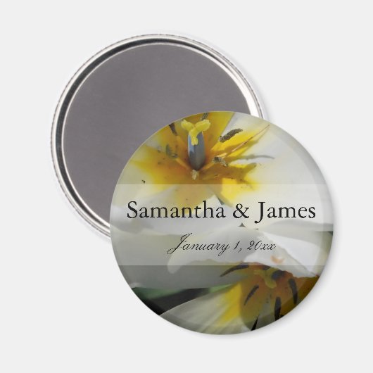 Binnenin White Lilies Personal Wedding Magneet (Voorkant / Achterkant)